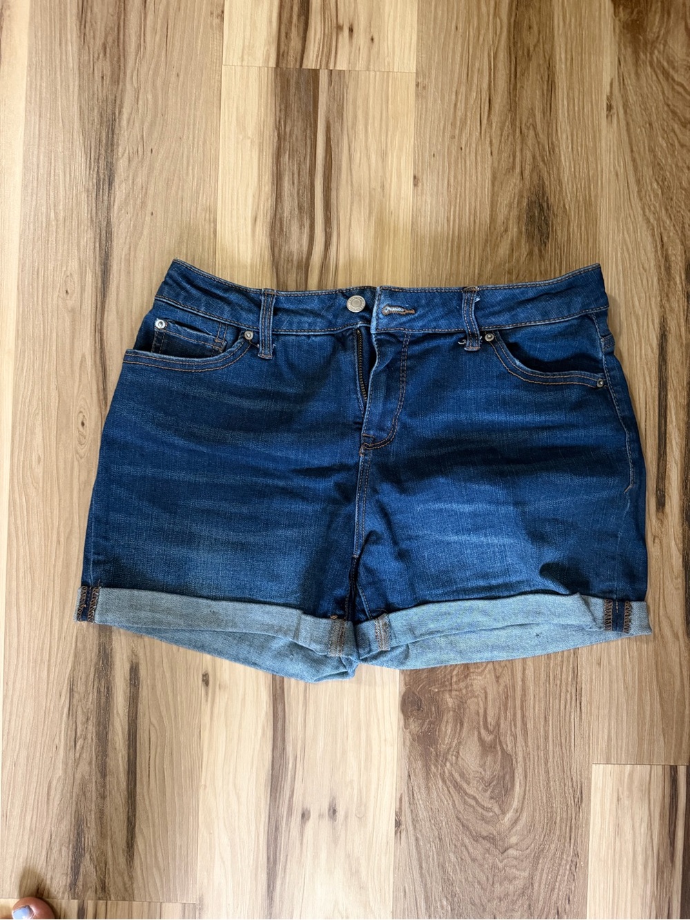 Time and Tru Dark Blue Rolled Hem Denim Shorts